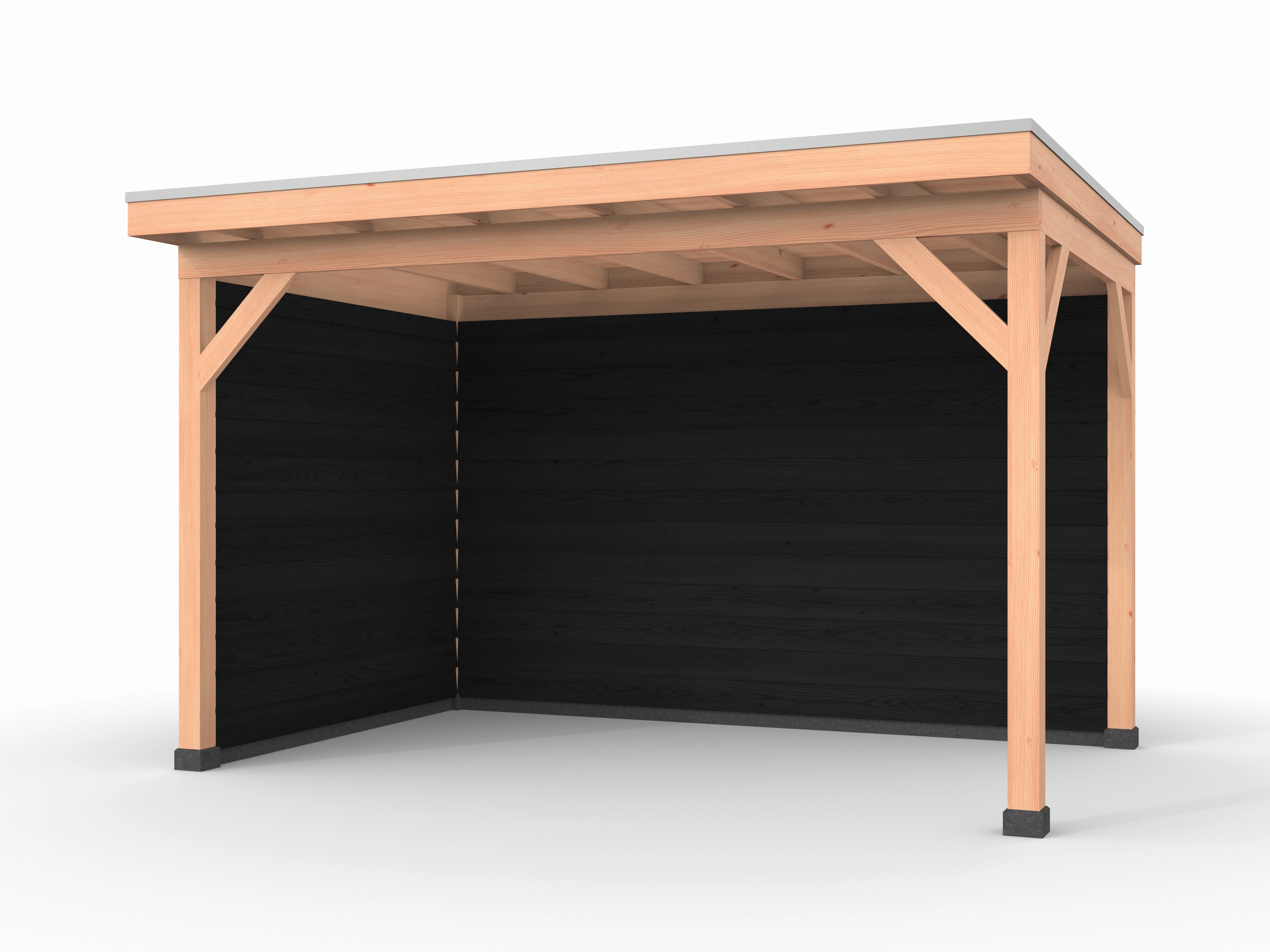 Douglas overkapping, 400 x 250, met achterwand en zijwand, Westwood Comfort Zwart - Afbeelding 1